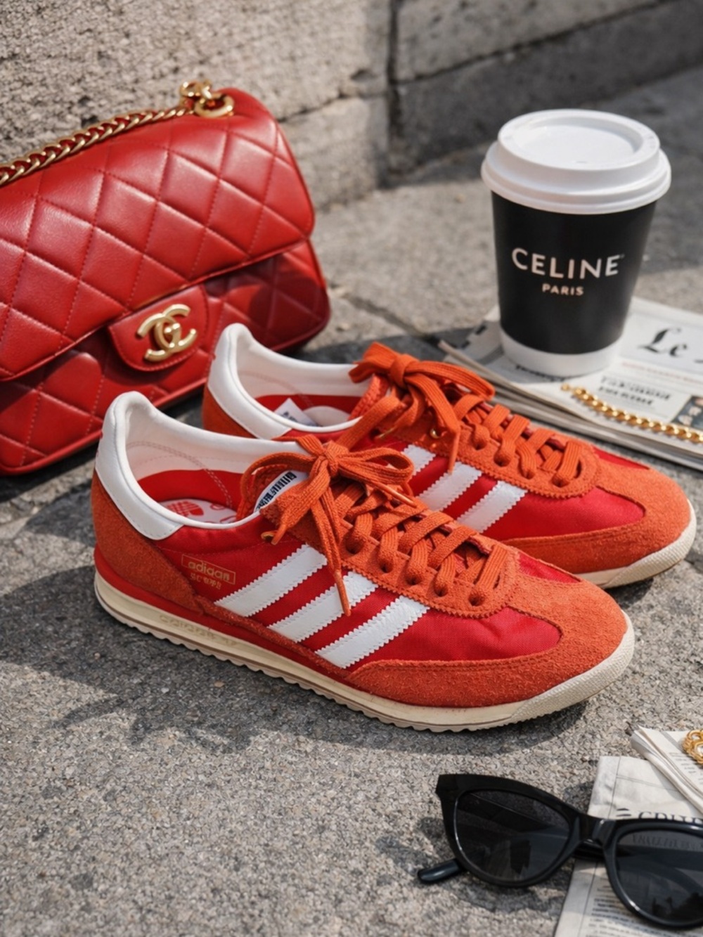 𝗮𝗱𝗶𝗱𝗮𝘀 SL 72 RS Scarlet and White Trainers SIZE 7